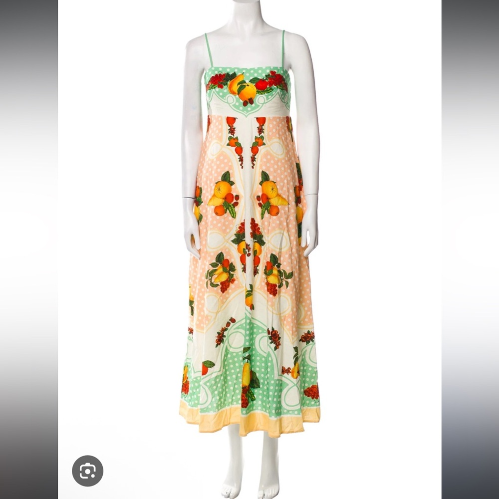NWT Caroline Constas Linen Cotton Blend Tent Citrus Print Dress
